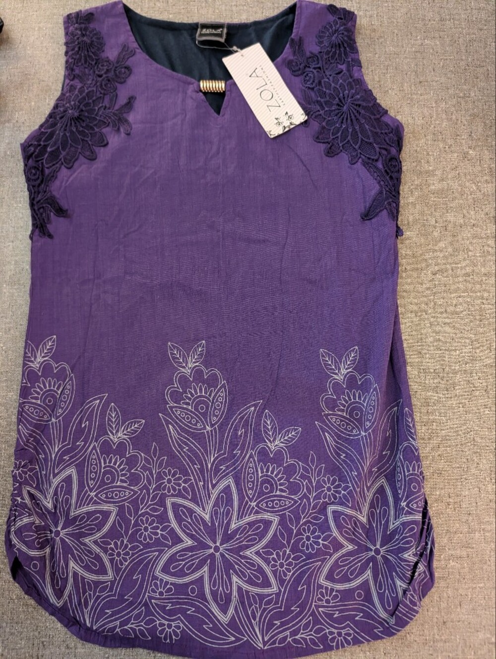 Zolo Purple Sleeveless Tunic NWT